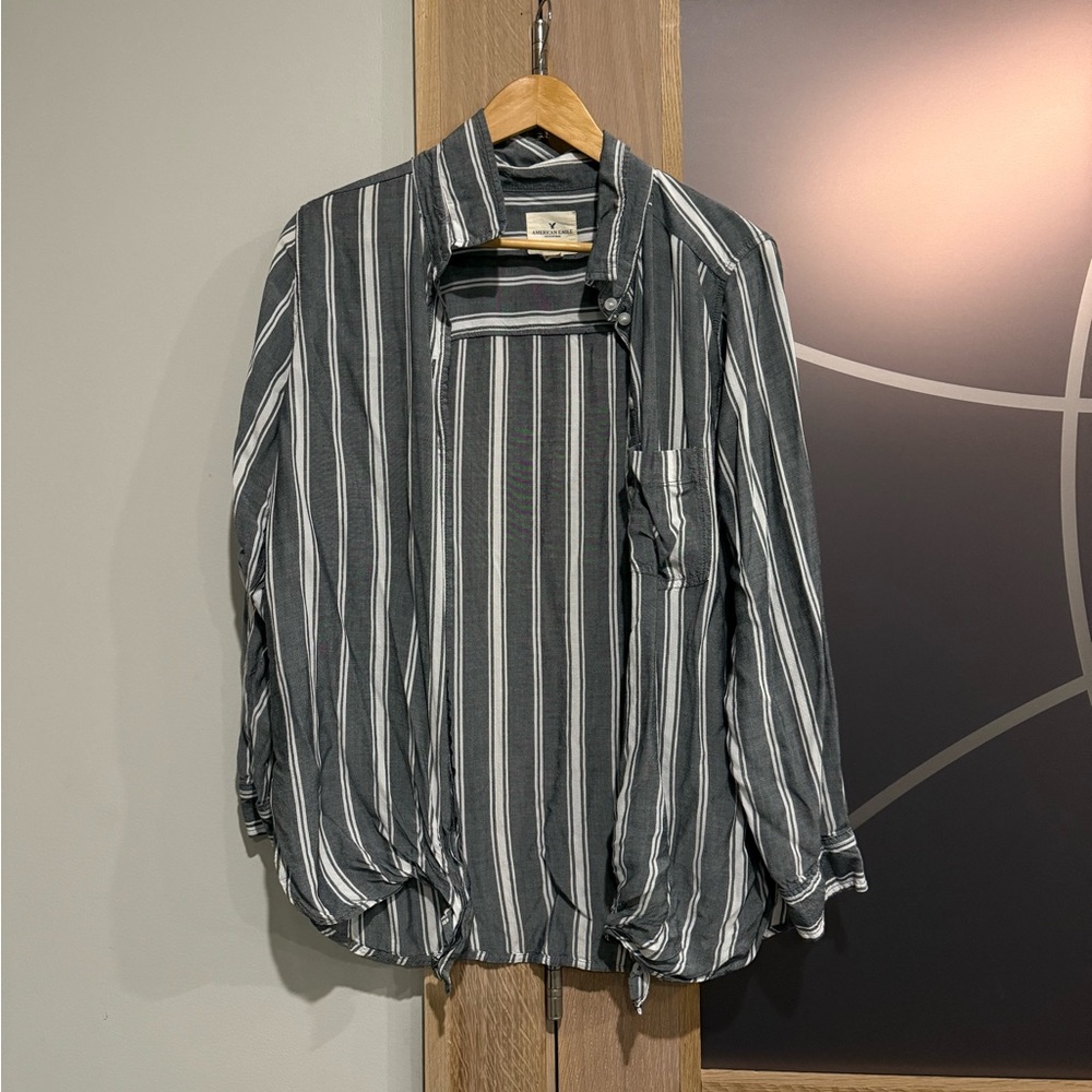 American Eagle oversized fit striped button up shirt